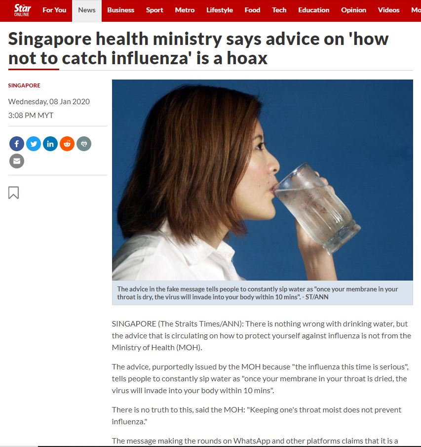 MOH expose on Fake news on influenza A prevention